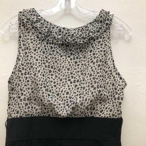 Maurices W Size 7/8 Black/Cream Scoop Neck Knee Length Dress with Ruffle Detail - Picture 7 of 16